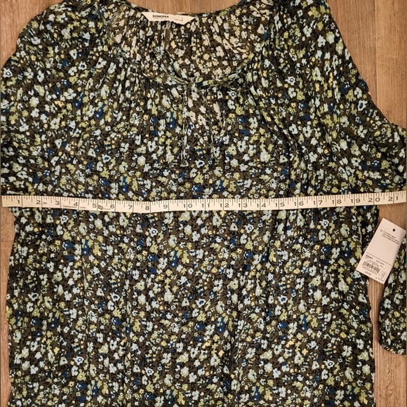 Sonoma Tiered Long Maxi Dress Size Large Olive green & Blue Floral - Picture 9 of 10